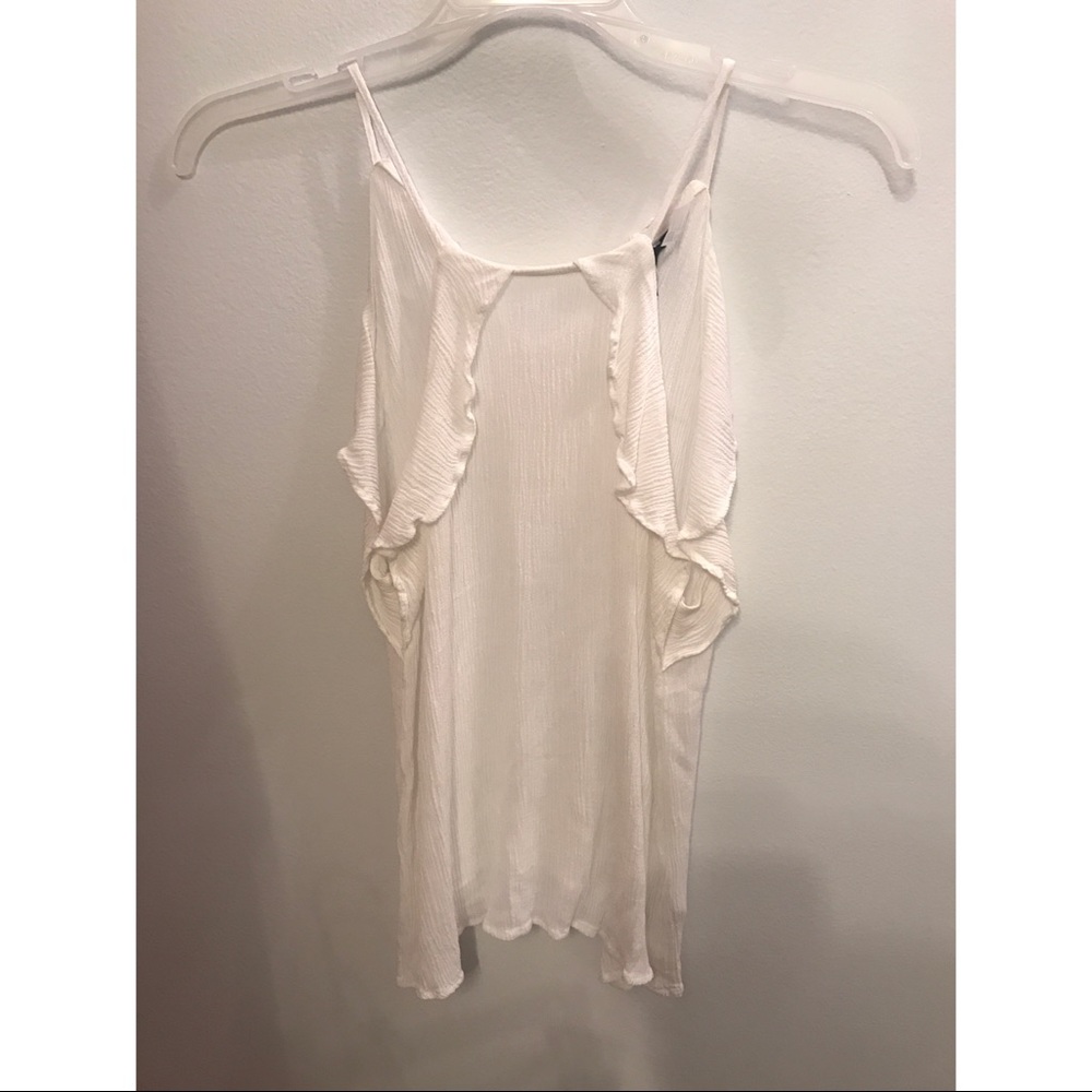 Ruffled white tank